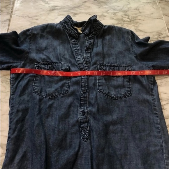 Cloth & Stone Chambray Gold Fringe Button Down Blouse Size Small - Picture 8 of 9